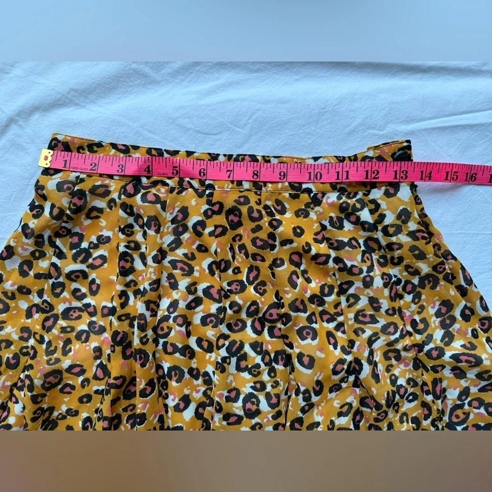 MINKPINK Orange and Pink Cheetah Print Pleated Circle Skirt Small